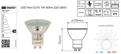 shumee LL-GU10-1W-NW-248337: LED linijska GU10 SMD 220-240V 1W 80lm 4000K