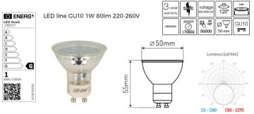 shumee LL-GU10-1W-NW-248337: LED linijska GU10 SMD 220-240V 1W 80lm 4000K