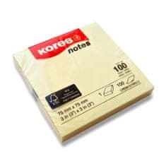 Kores Samolepilni beležni blok - rumen - 75 × 75 mm, 100 listov