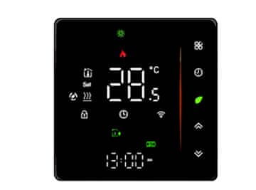 shumee IRH-TSB003: Električni termostat za ogrevanje, 16A, WI-FI, kvadraten, matirano steklo, črne barve, model 003