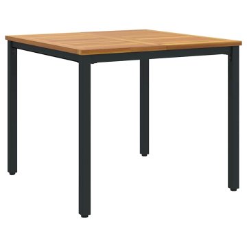 Vidaxl Zunanje mize Naravna in črna 90 x 90 x 75 cm Trden akacijev les