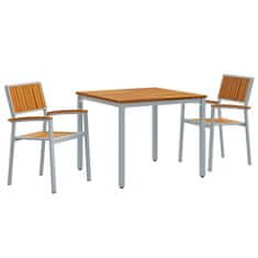 Vidaxl Komplet za jedilnico v vrtu 3 pcs Siva in rjava 90 x 90 x 75 cm