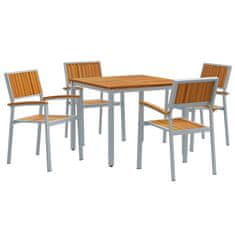 Vidaxl Komplet za jedilnico v vrtu 5 pcs Siva in rjava 90 x 90 x 75 cm