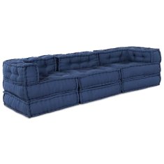 Vidaxl Modularni Poufi 3 kosi iz indigo tkanine