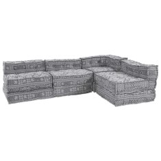 Vidaxl 4-sedežni modularni pouf sedež - svetlo siva tkanina, zložljiv