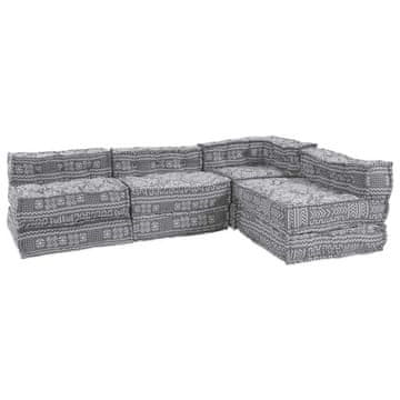 Vidaxl 4-sedežni modularni pouf sedež - svetlo siva tkanina, zložljiv