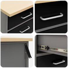 Vidaxl Delovna omara s predalom 2 pcs Črna in siva 100 x 55 x 85 cm