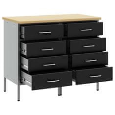 Vidaxl Delovna omara s predalom 2 pcs Črna in siva 100 x 55 x 85 cm