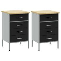 Vidaxl Delovna omara s predalom 2 pcs Črna in siva 100 x 55 x 85 cm