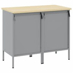 Vidaxl Delovna omara s predalom 2 pcs Črna in siva 100 x 55 x 85 cm