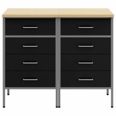 Vidaxl Delovna omara s predalom 2 pcs Črna in siva 100 x 55 x 85 cm