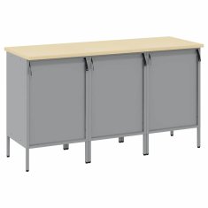 Vidaxl Delovna omara s predalom 3 pcs Rdeča in siva 150 x 55 x 85 cm