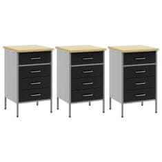 Vidaxl Delovna omara s predalom 3 pcs Črna in siva 150 x 55 x 85 cm