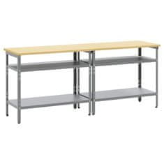 Vidaxl Komplet delovne mize s polico 2 pcs Siva 200 x 55 x 85 cm Jeklo