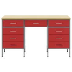 Vidaxl Delovna omara s predalom 3 pcs Rdeča 150 x 55 x 85 cm