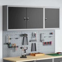 Vidaxl Komplet omare in pegboard 5 pcs Črna 150 x 20 x 115 cm Jeklo