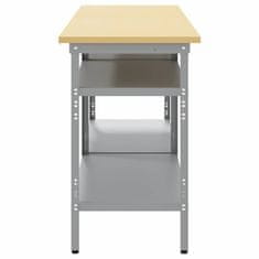Vidaxl Komplet delovne mize s polico 2 pcs Siva 200 x 55 x 85 cm Jeklo