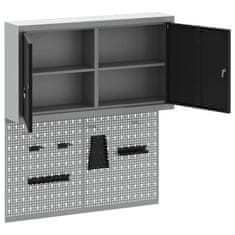 Vidaxl Komplet omare in pegboard 3 pcs Črna 100 x 20 x 115 cm Jeklo