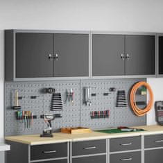 Vidaxl Komplet omare in pegboard 6 pcs Črna 200 x 20 x 115 cm Jeklo