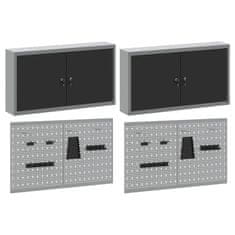 Vidaxl Komplet omare in pegboard 6 pcs Črna 200 x 20 x 115 cm Jeklo