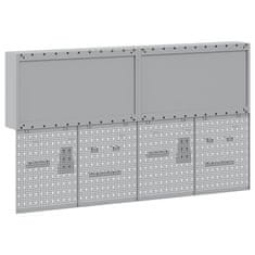 Vidaxl Komplet omare in pegboard 6 pcs Črna 200 x 20 x 115 cm Jeklo