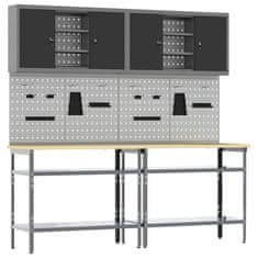 Vidaxl Komplet delovne mize 8 pcs Siva 200 x 55 x 200 cm Jeklo