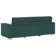 Vidaxl 3-sedežna sedežna z blazino Temno zelena 220 x 78 x 84 cm blago