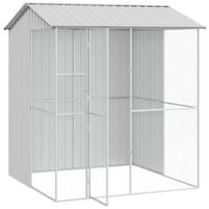 Vidaxl Ptičnik s shranjevanjem Siva 215 x 210 x 247 cm Pocinkano jeklo