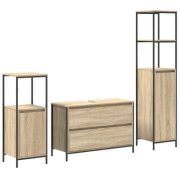 Vidaxl Komplet pohištva za kopalnico s polico 3 pcs sonoma hrast