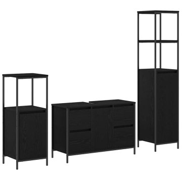 Vidaxl Komplet pohištva za kopalnico 3 pcs Črni hrast 36 x 35 x 165 cm