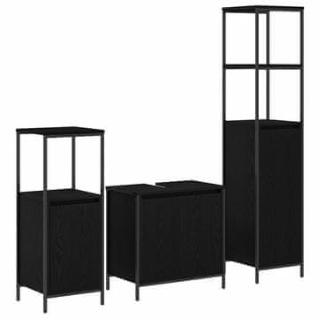 Vidaxl Komplet pohištva za kopalnico 3 pcs Črni hrast 36 x 35 x 165 cm