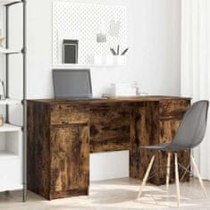 Vidaxl Miza s predalom Dimljeni hrast 140 x 49 x 76 cm Konstruiran les