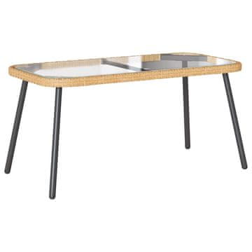 Vidaxl Klubska miza Rjava in črna 90 x 45 x 43 cm Poli ratan in steklo