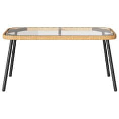 Vidaxl Klubska miza Rjava in črna 90 x 45 x 43 cm Poli ratan in steklo