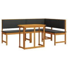 Vidaxl 3-delni vrtni bistro set s blazinami iz trdega akacijevega lesa