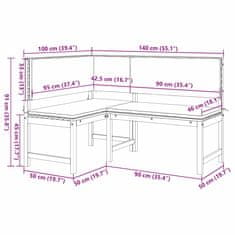 Vidaxl 3-delni vrtni bistro set s blazinami iz trdega akacijevega lesa