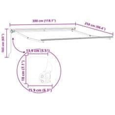 Vidaxl Okvir tende Antracit 3 x 2,5 m Braščen jeklo, aluminij