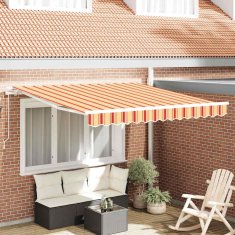 Vidaxl Ročna tenda 3 x 2,5 m Rumene, oranžne in bele črte
