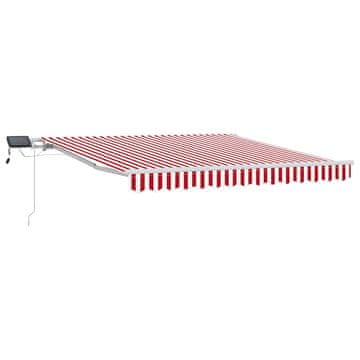 Vidaxl Retraktilna tenda Rdeča in bela 350 x 250 cm Tkanina in jeklo