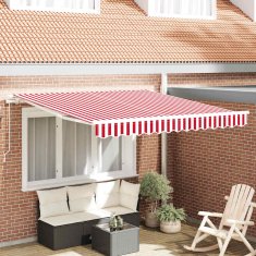 Vidaxl Ročna tenda 3 x 2,5 m Rdeča in bela črta 100% poliester