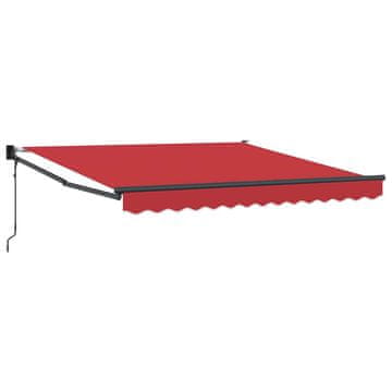Vidaxl Retraktilna tenda Rdeča 350 x 250 cm Poliester in aluminij
