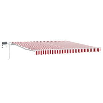 Vidaxl Retraktilna tenda z Rdeča in bela 400 ×300 cm blago