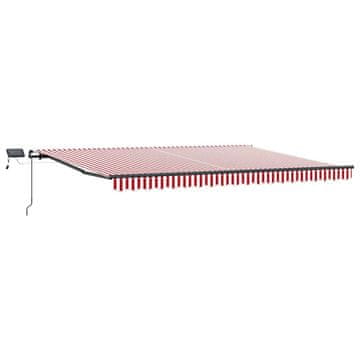 Vidaxl Retraktilna tenda z LED lučmi Rdeča in bela 400 ×300 cm blago
