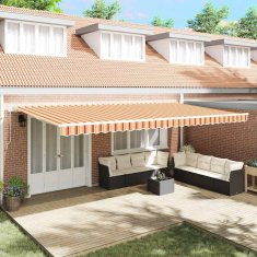 Vidaxl Ročna tenda 6 x 3 m rumene in oranžne črte 100% poliester