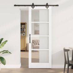 Vidaxl Bela drsna vrata s kompletom strojne opreme 78x211 cm iz masivnega lesa bor