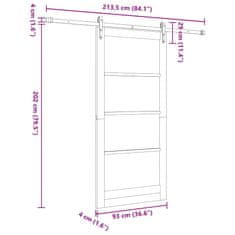 Vidaxl Drsna vrata ORKDAL Rjava 93 x 202 cm Trdna borovina