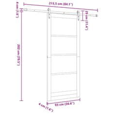 Vidaxl Drsna vrata ORKDAL Bela 93 x 211 cm Trdna borovina