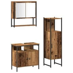 Vidaxl Komplet pohištva za kopalnico 3 pcs Rjava 33 x 33 x 120,5 cm