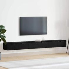 Vidaxl Omarica za montažo na steno s predalom 2 pcs Črna Orehovina