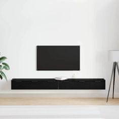 Vidaxl Omarica za montažo na steno s predalom 2 pcs Črna Orehovina